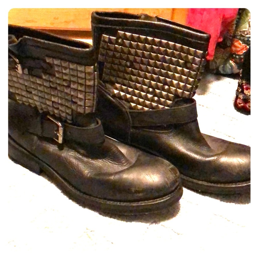 Demi Lovato Ash studded biker boots